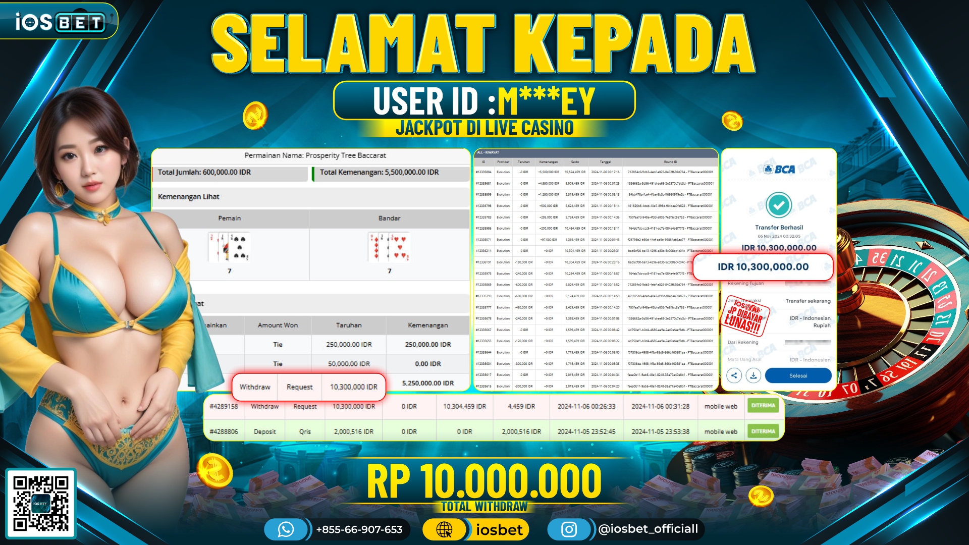 Bukti Pembayaran LUNAS LIVE GAME GACOR Rp.10.000.000,-