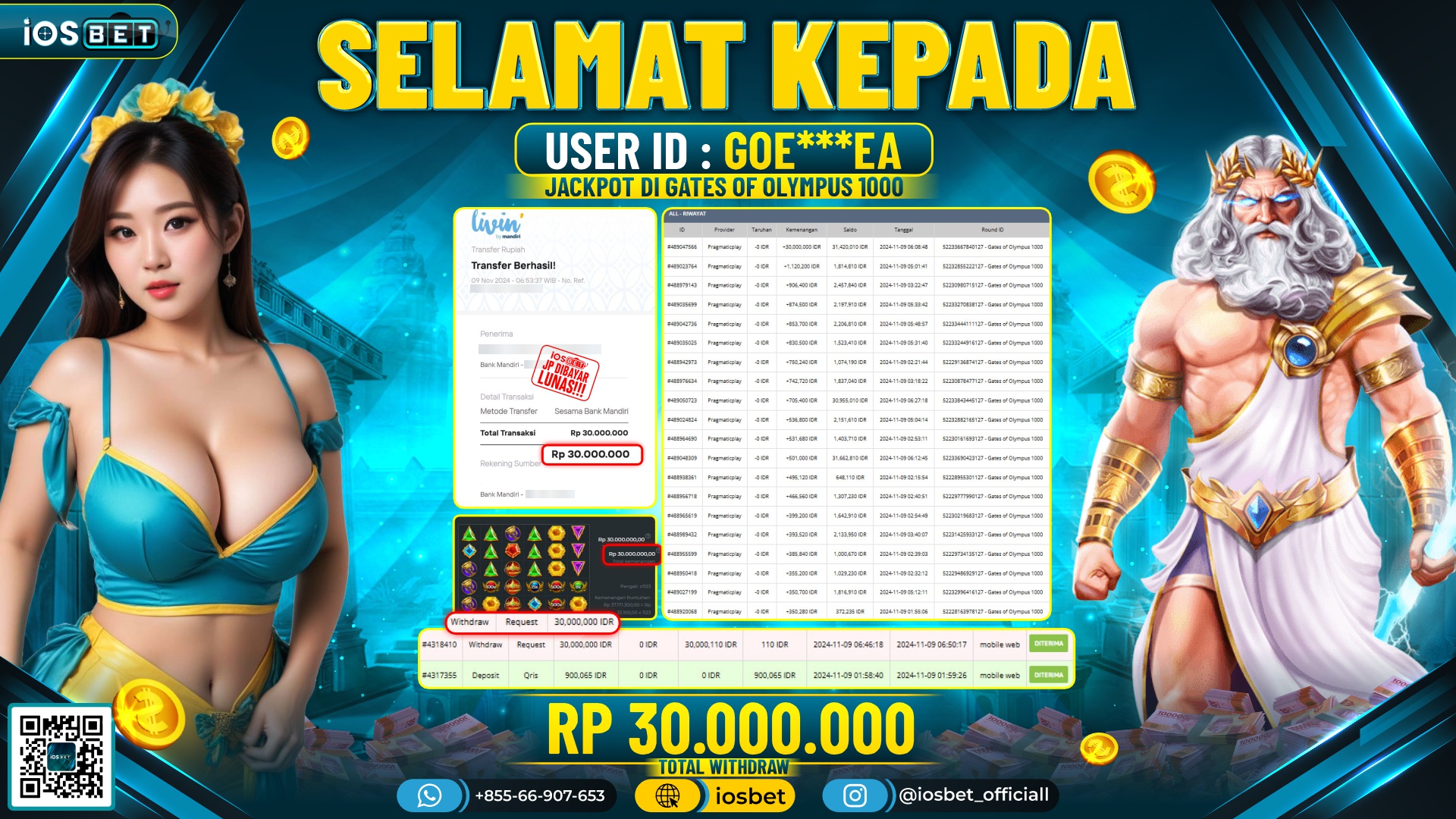 Bukti Pembayaran LUNAS SLOT GAME GACOR Rp.30.000.000,-