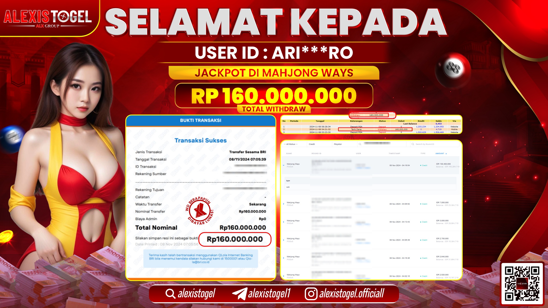 ALEXISTOGEL di SLOT MAHJONG WAYS RP.160.000.000 LUNAS