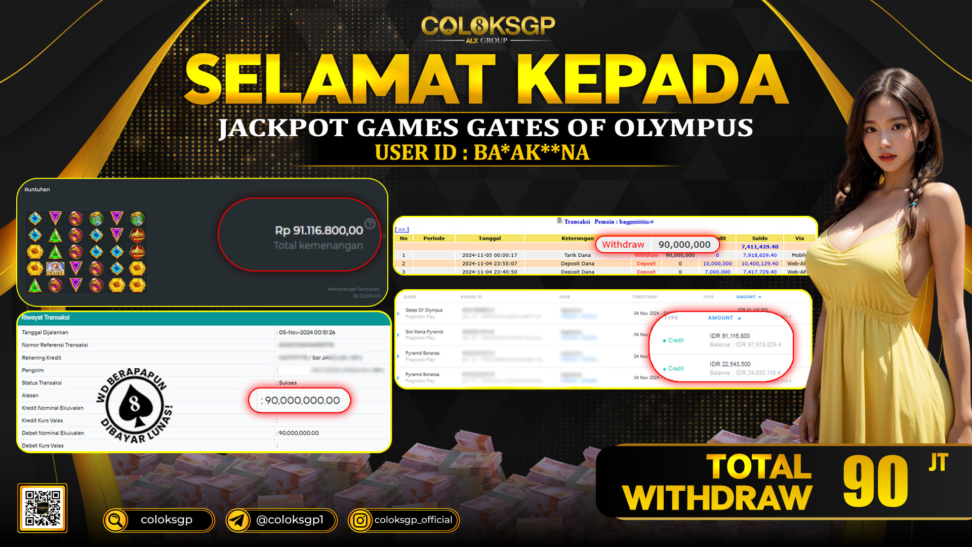 COLOKSGP JACKPOT SLOT GAMES RP 90.000.000 LUNAS