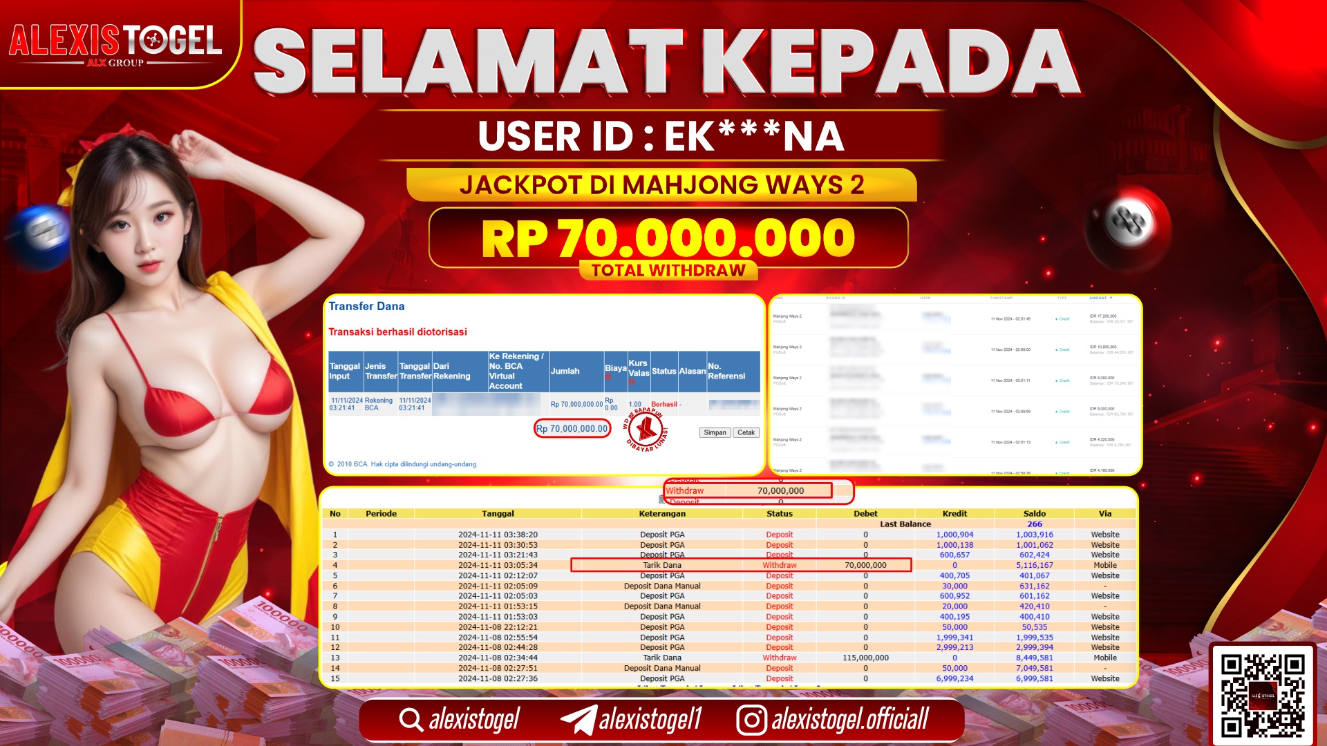 ALEXISTOGEL di SLOT MAHJONG WAYS RP.70.000.000 LUNAS