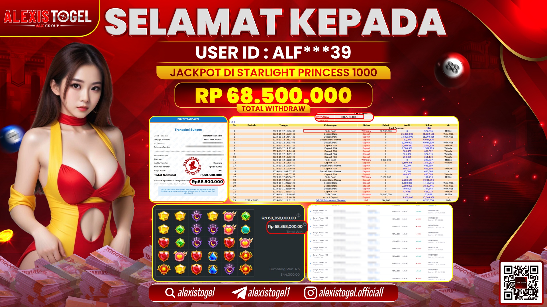 ALEXISTOGEL di SLOT STARLIGHT PRINCESS RP.68.500.000 LUNAS