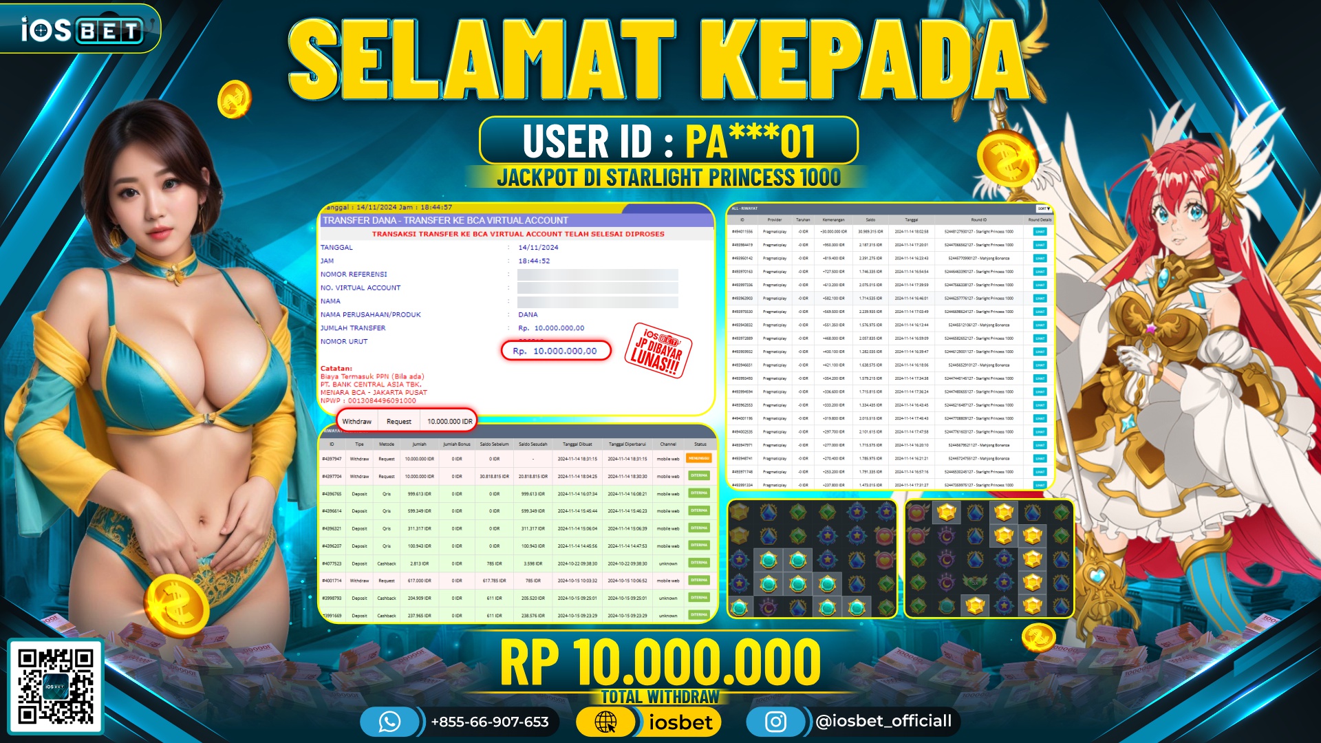 Bukti Pembayaran LUNAS SLOT GAME GACOR Rp.10.000.000,-