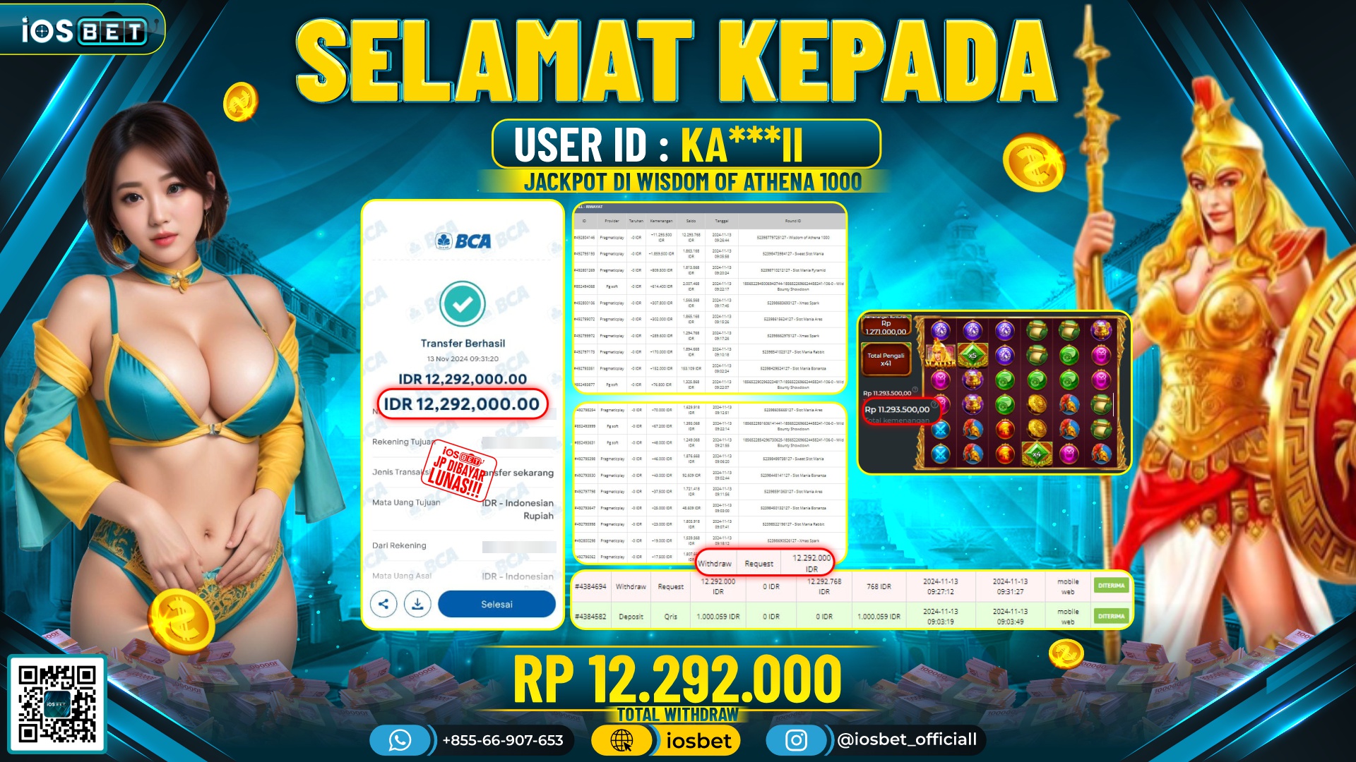 Bukti Pembayaran LUNAS SLOT GAME GACOR Rp.12.292.000,-