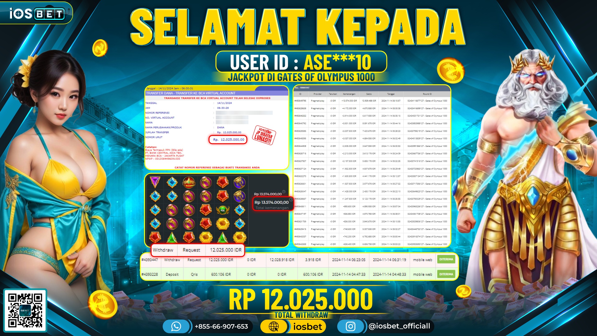 Bukti Pembayaran LUNAS SLOT GAME GACOR Rp.12.025.000,-