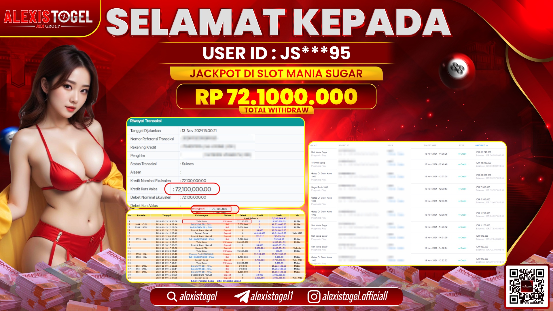ALEXISTOGEL di SLOT MANIA SUGAR RP.72.100.000 LUNAS