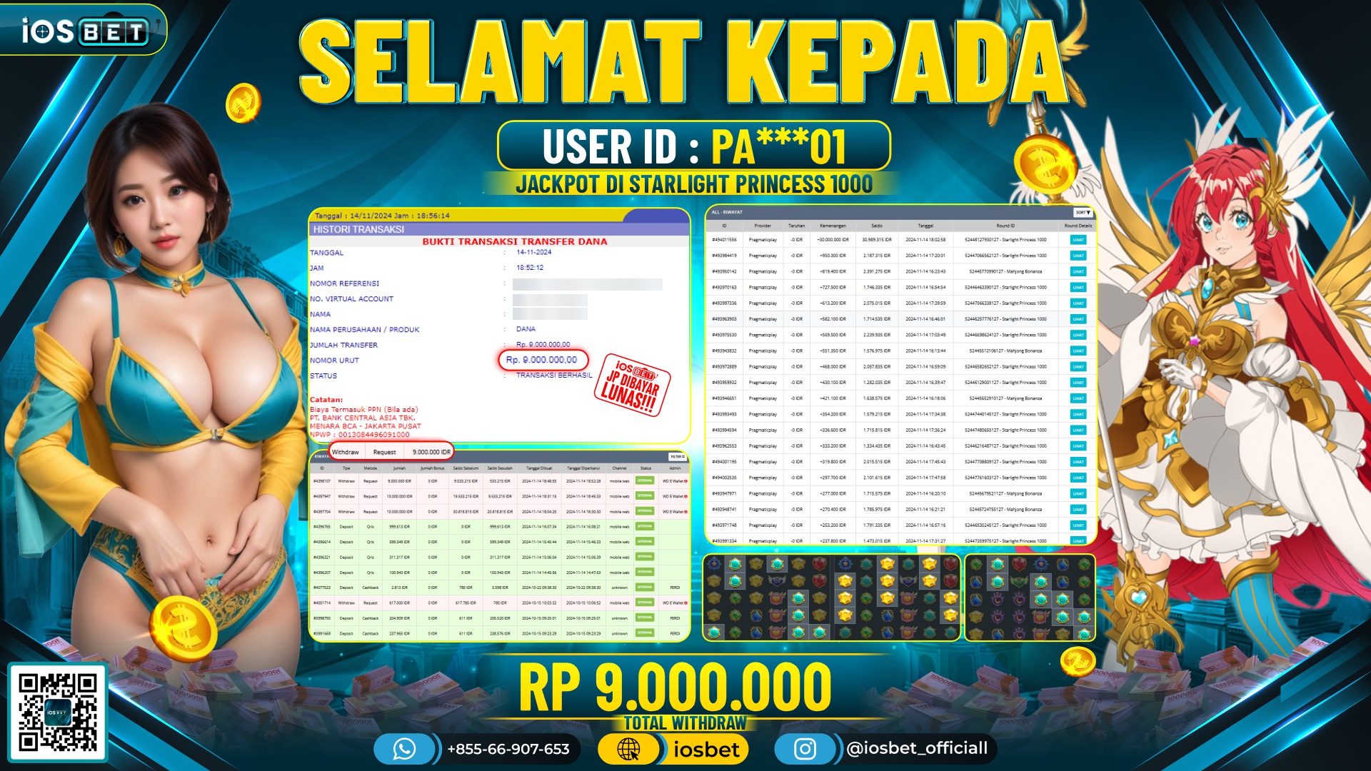 Bukti Pembayaran LUNAS SLOT GAME GACOR Rp.9.000.000,-