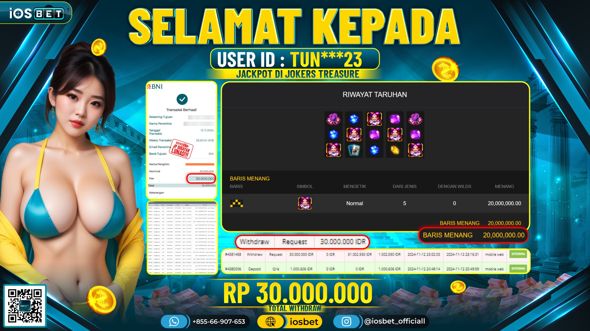 Bukti Pembayaran LUNAS SLOT GAME GACOR Rp.30.000.000,-