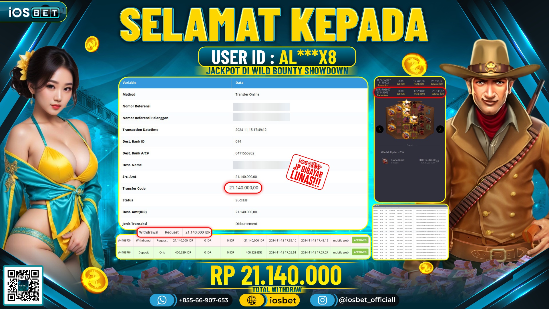 Bukti Pembayaran LUNAS SLOT GAME GACOR Rp.21.140.000