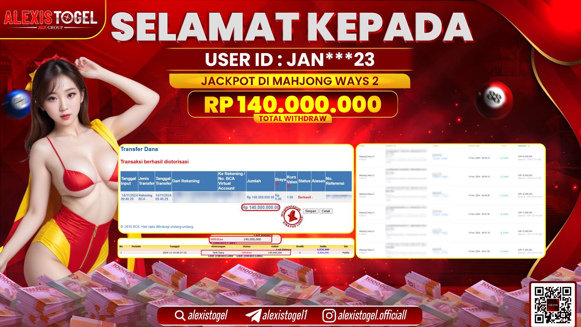 ALEXISTOGEL di SLOT MAHJONG WAYS RP.140.000.000 LUNAS