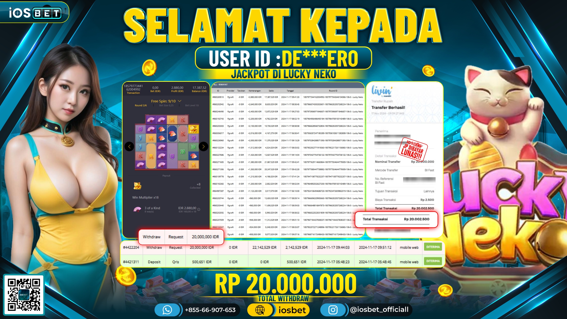 Bukti Pembayaran LUNAS SLOT GAME GACOR  Rp.20.000.000