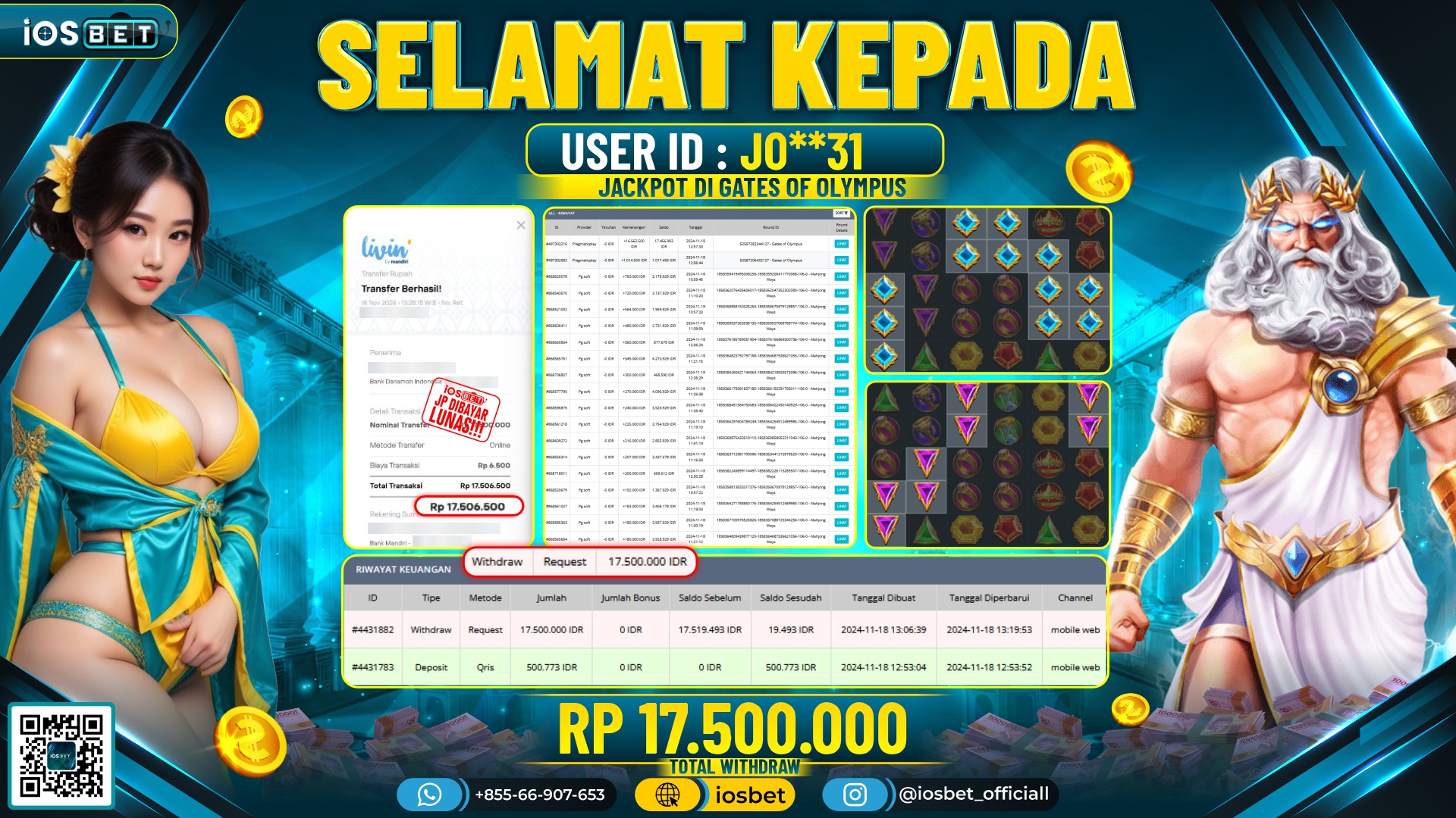 Bukti Pembayaran LUNAS SLOT GAME GACOR  Rp.17.500.000