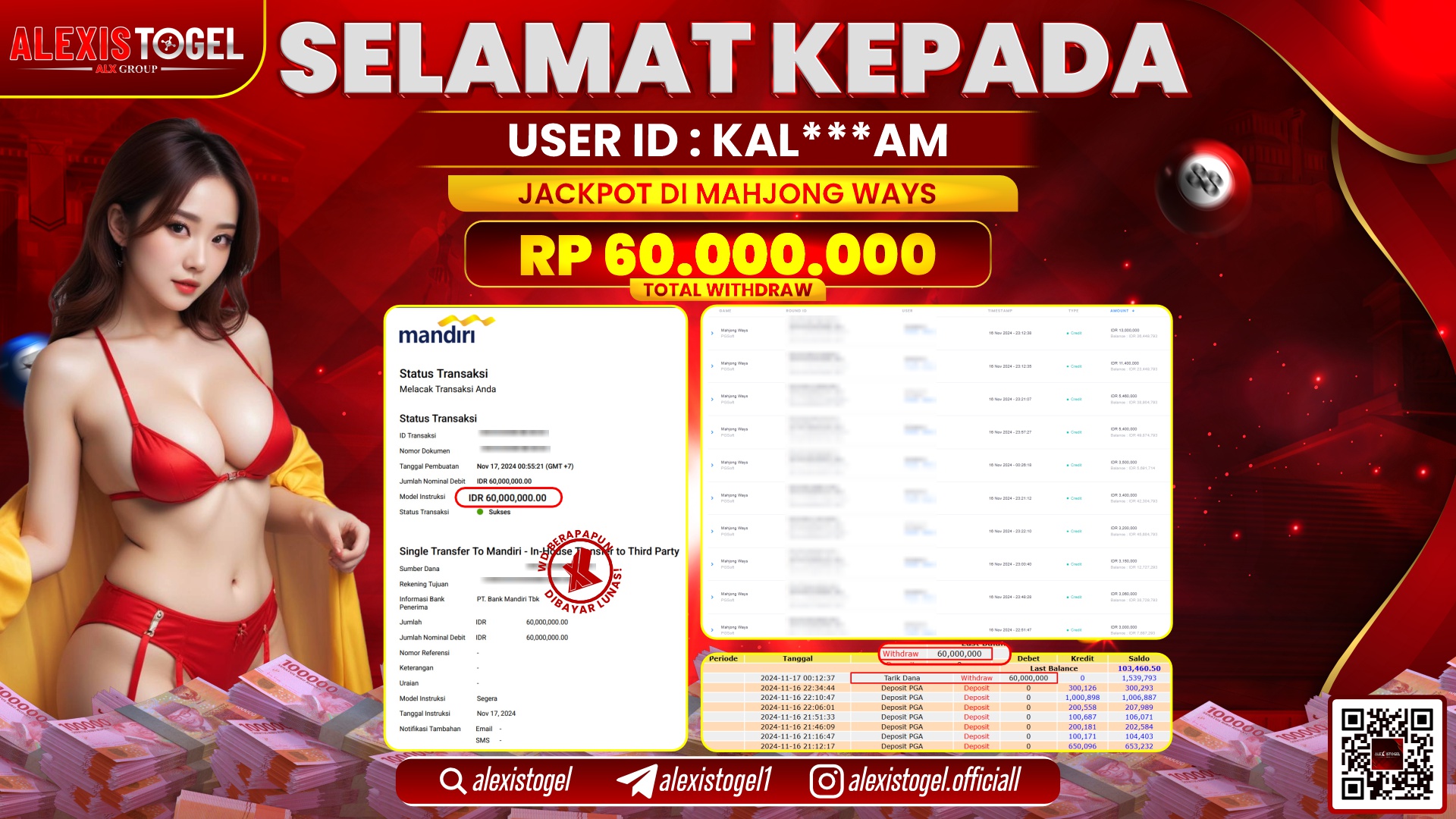 ALEXISTOGEL di SLOT MAHJONG WAYS RP.60.000.000 LUNAS