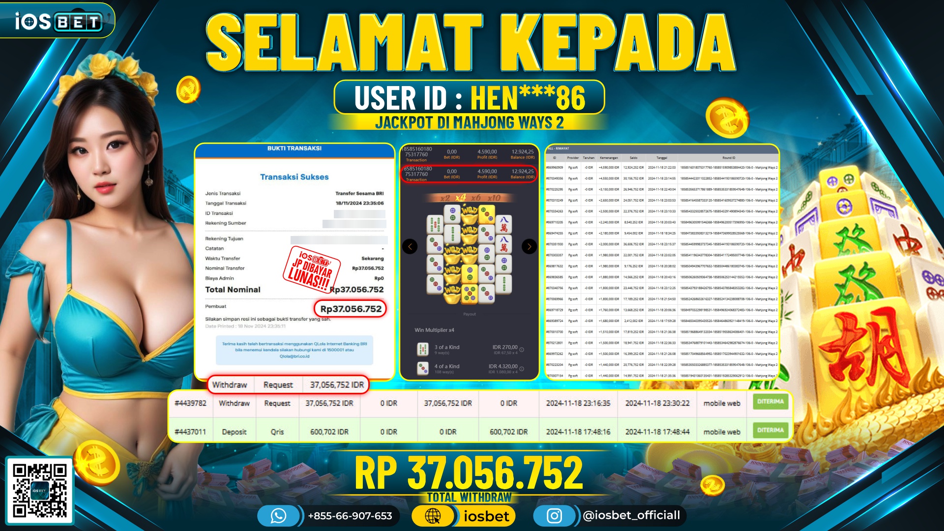Bukti Pembayaran LUNAS SLOT GAME GACOR  Rp.37.056.752
