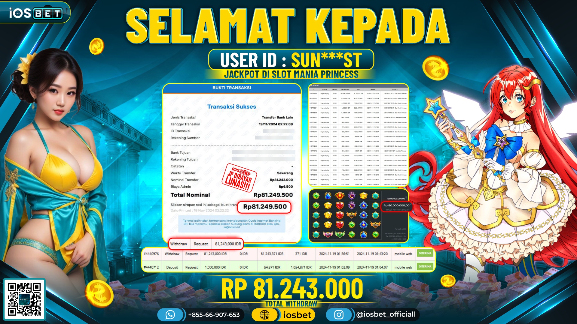 Bukti Pembayaran LUNAS SLOT GAME GACOR  Rp.81.243.000