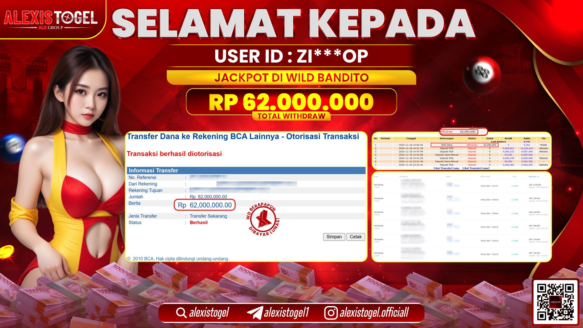 ALEXISTOGEL di SLOT WILD BANDITO RP.62.000.000 LUNAS