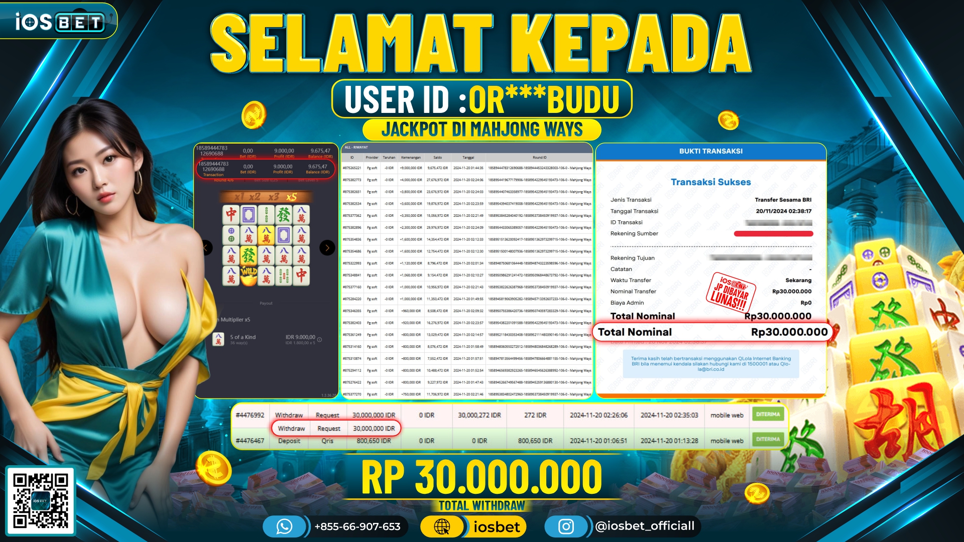 Bukti Pembayaran LUNAS SLOT GAME GACOR  Rp.30.000.000