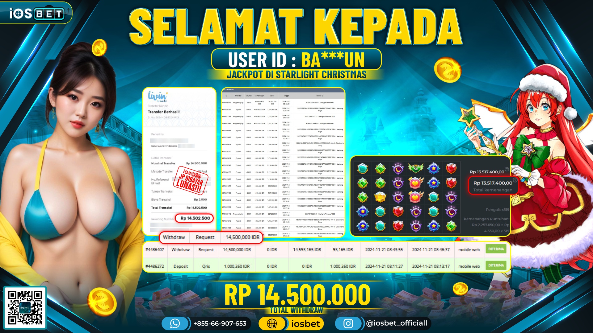 Bukti Pembayaran LUNAS SLOT GAME GACOR Rp.14.500.000