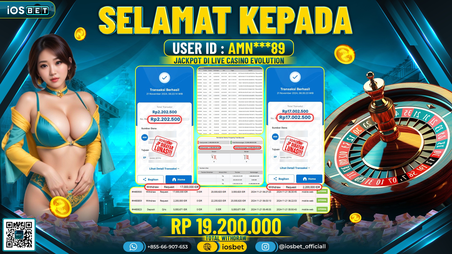 Bukti Pembayaran LIVE CASINO GACOR Rp.19.200.000