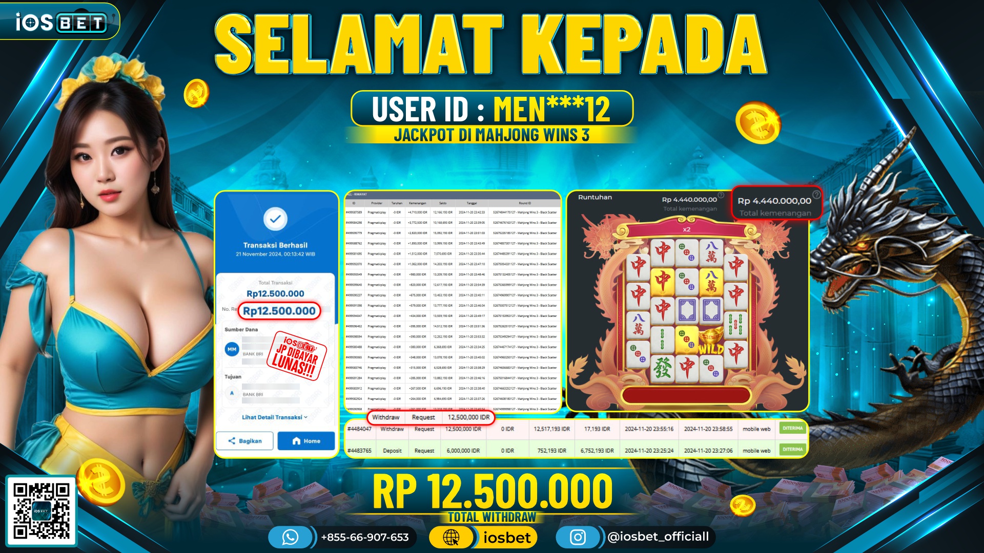 Bukti Pembayaran LUNAS SLOT GAME GACOR Rp.12.5000.000,-