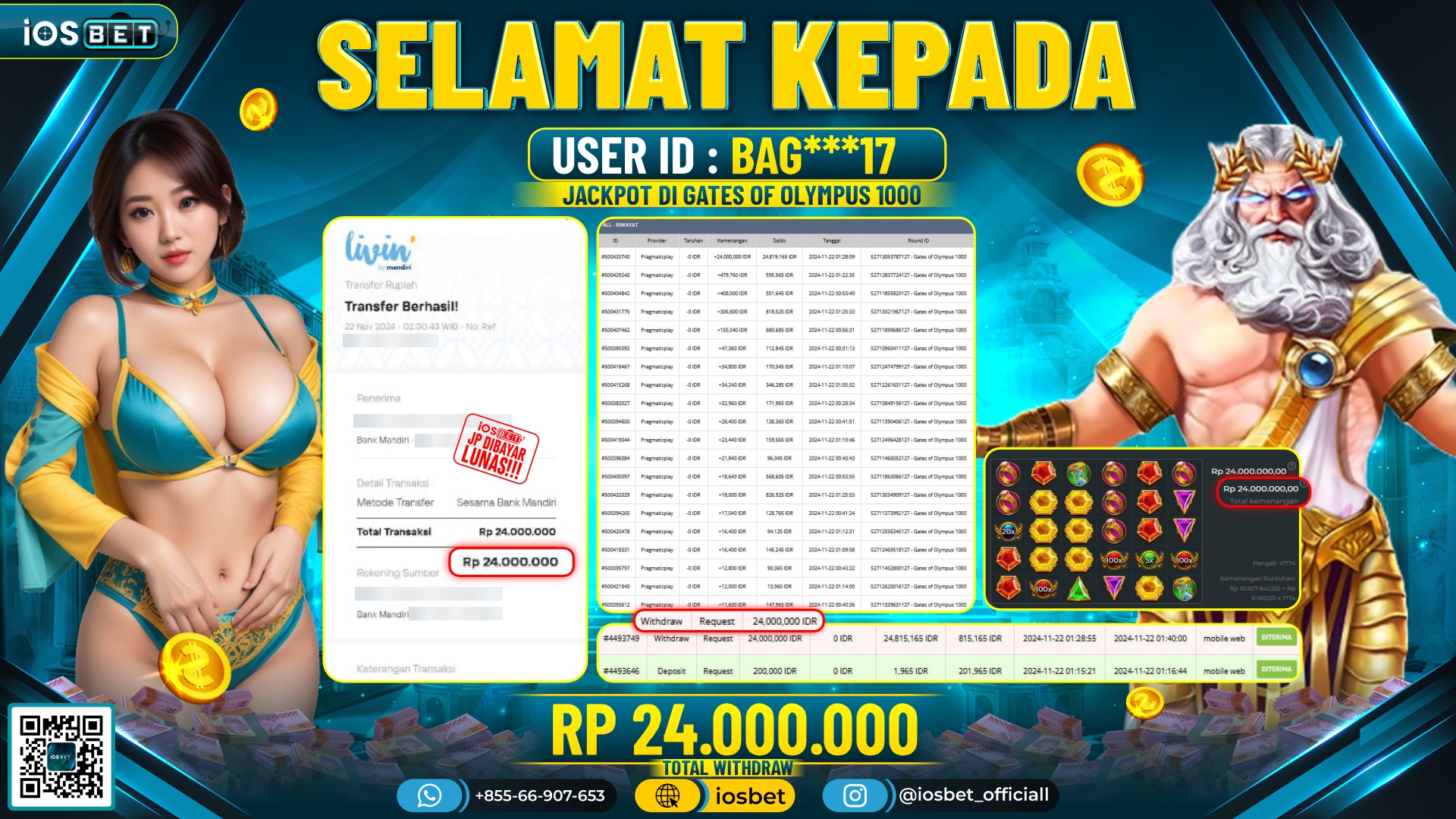 Bukti Pembayaran LUNAS SLOT GAME GACOR Rp.24.000.000,-