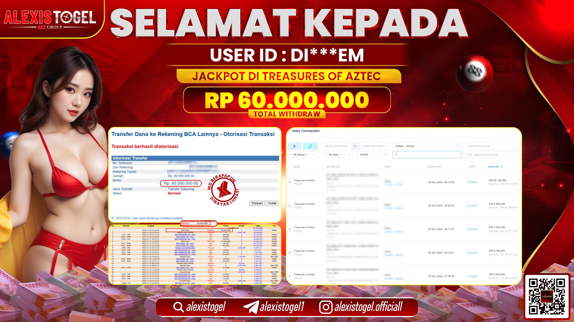 ALEXISTOGEL di SLOT AZTEC GAME RP.60.000.000 LUNAS