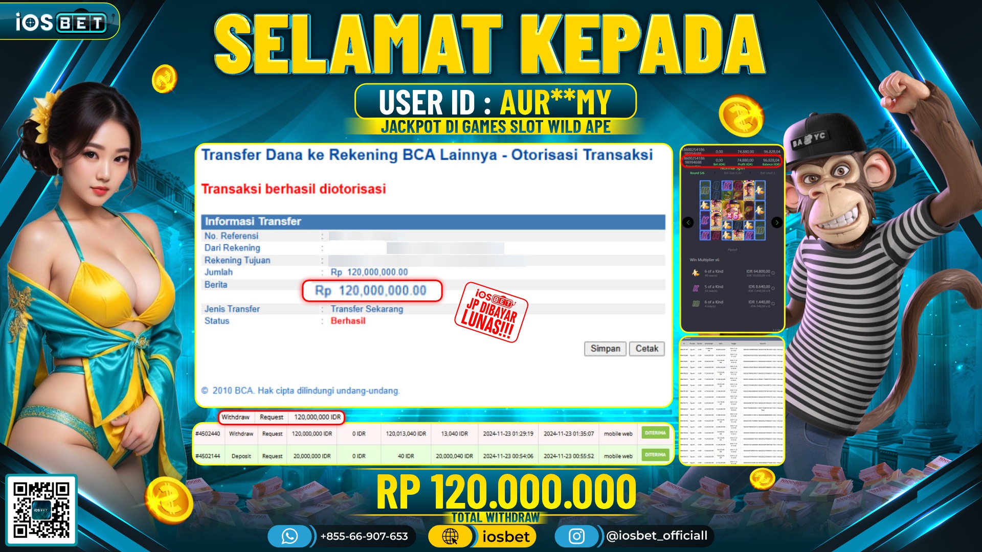 Bukti Pembayaran LUNAS SLOT GAME GACOR Rp.120.000.000,-