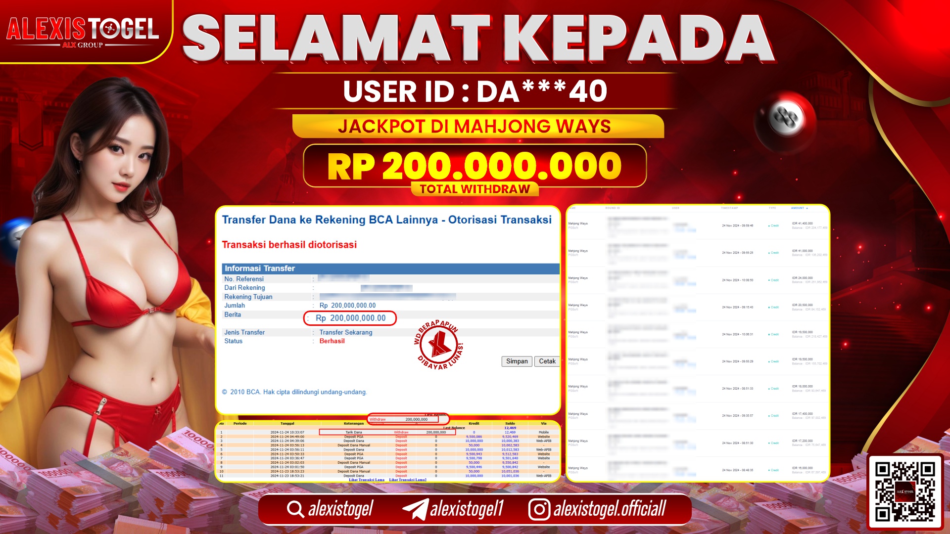 ALEXISTOGEL di SLOT MAHJONG WAYS RP.200.000.000 LUNAS