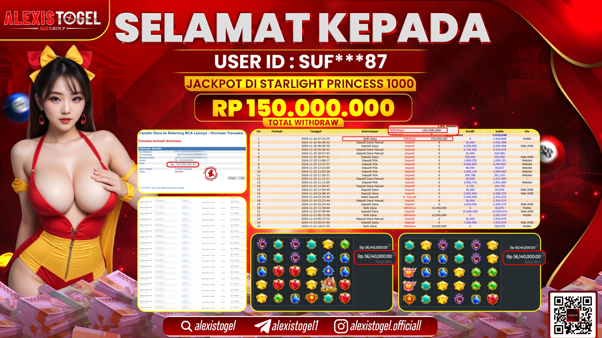 ALEXISTOGEL di SLOT STARLIGHT PRINCESS RP.150.000.000 LUNAS