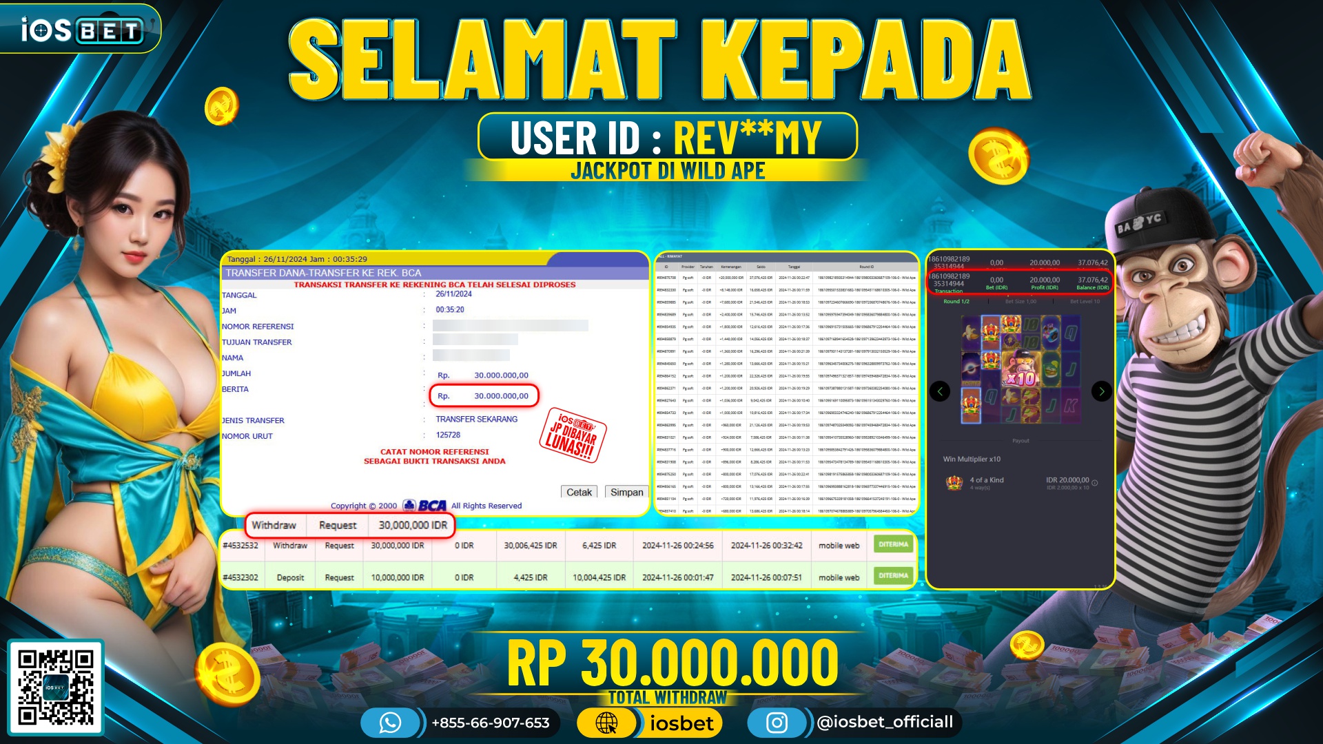 Bukti Pembayaran LUNAS SLOT GAME GACOR Rp.30.000.000