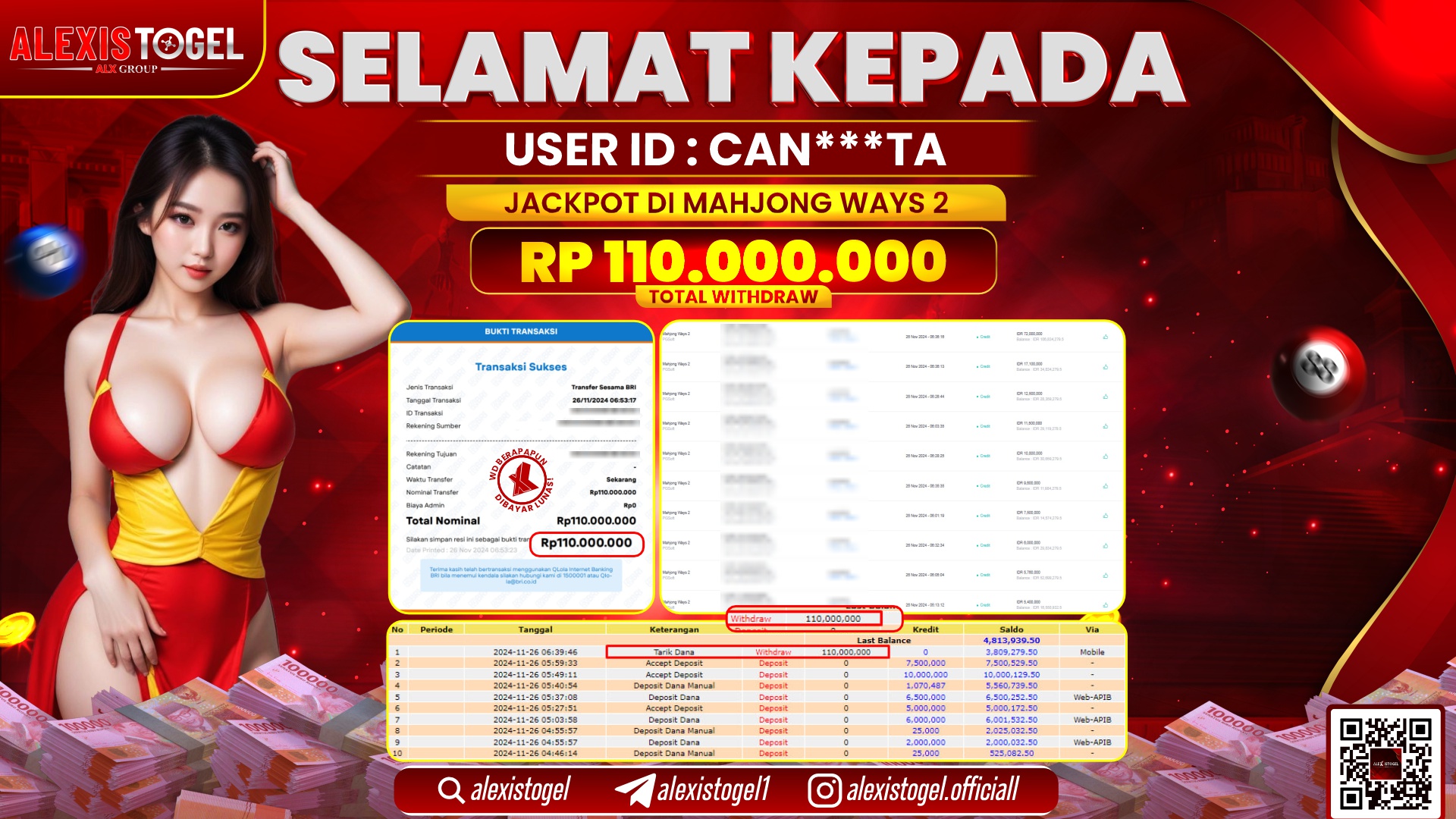 ALEXISTOGEL di SLOT MAHJONG WAYS 2 RP.110.000.000 LUNAS