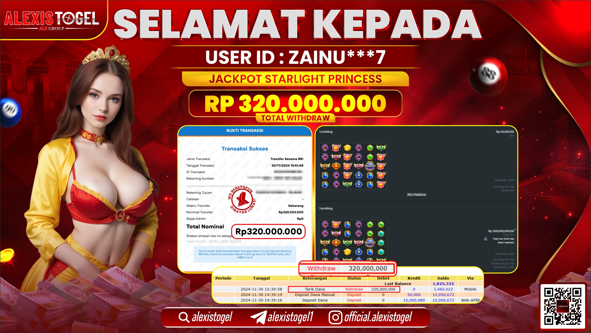 ALEXISTOGEL di SLOT STARLIGHT PRINCESS RP.320.000.000 LUNAS