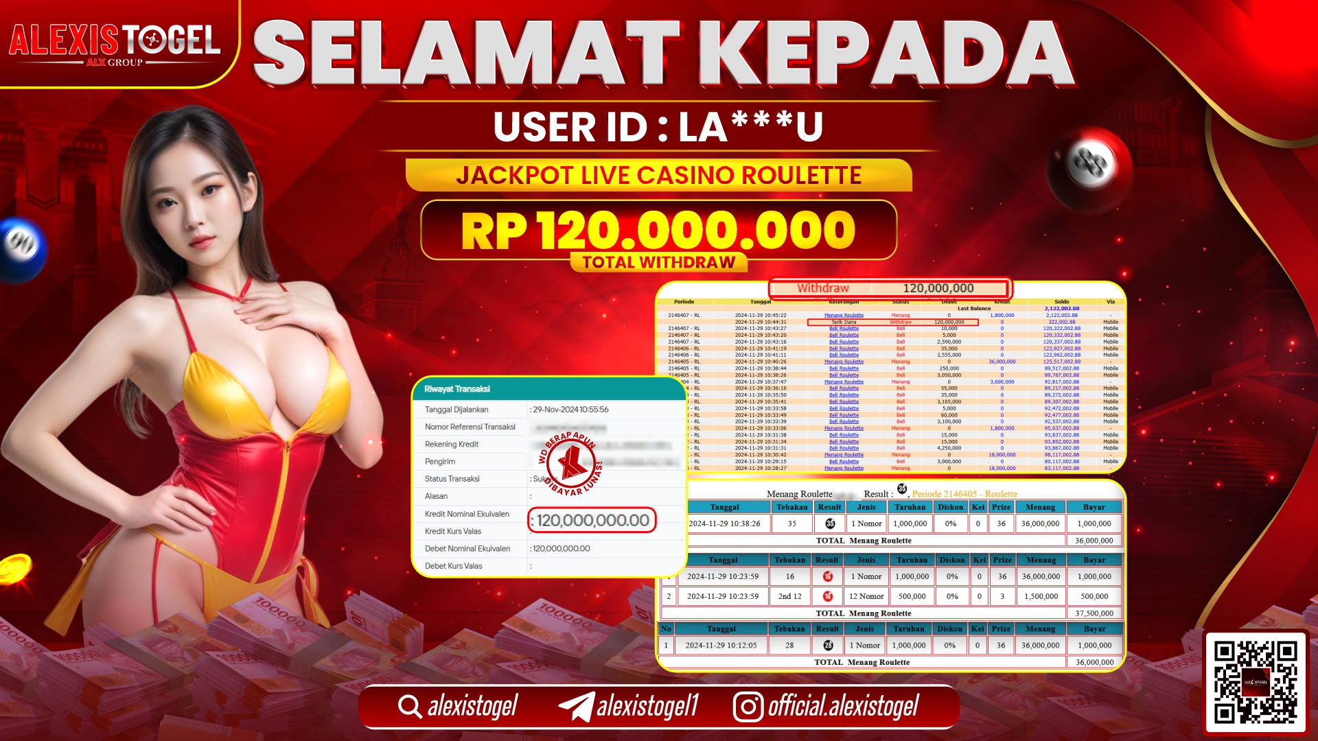 ALEXISTOGEL di CASINO ROULETTE RP.120.000.000 LUNAS