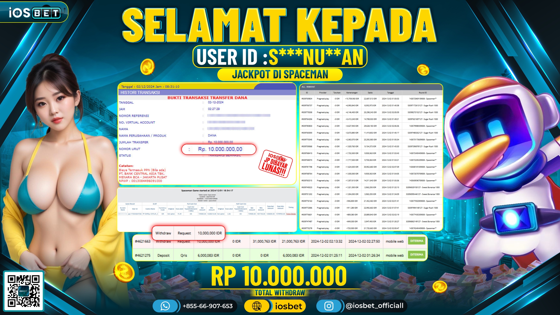 Bukti Pembayaran LUNAS SLOT GAME GACOR Rp.10.000.000