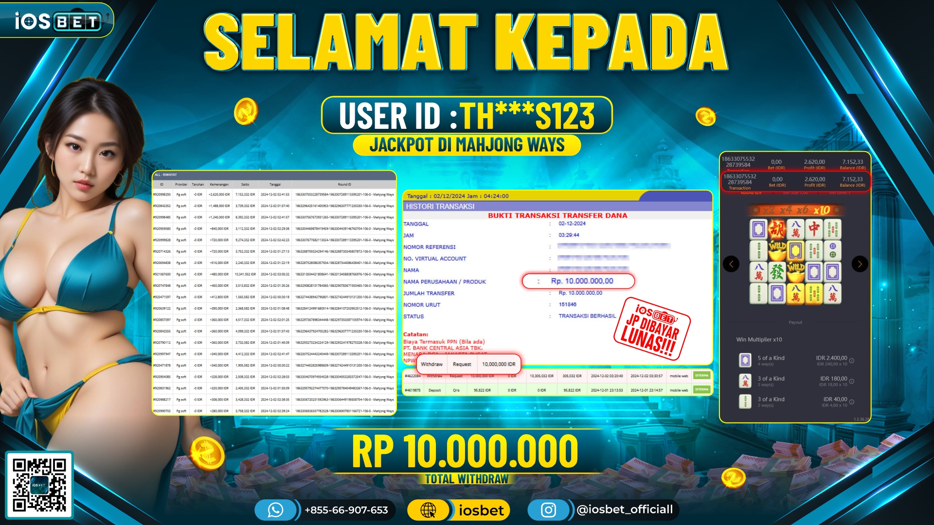 Bukti Pembayaran LUNAS SLOT GAME GACOR Rp.10.000.000