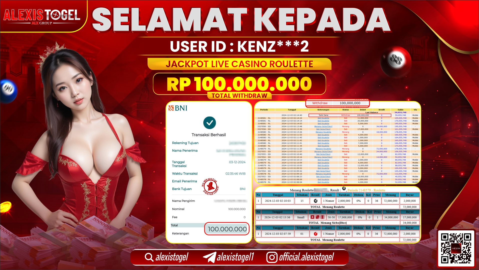 ALEXISTOGEL di CASINO ROULETTE RP.100.000.000 LUNAS