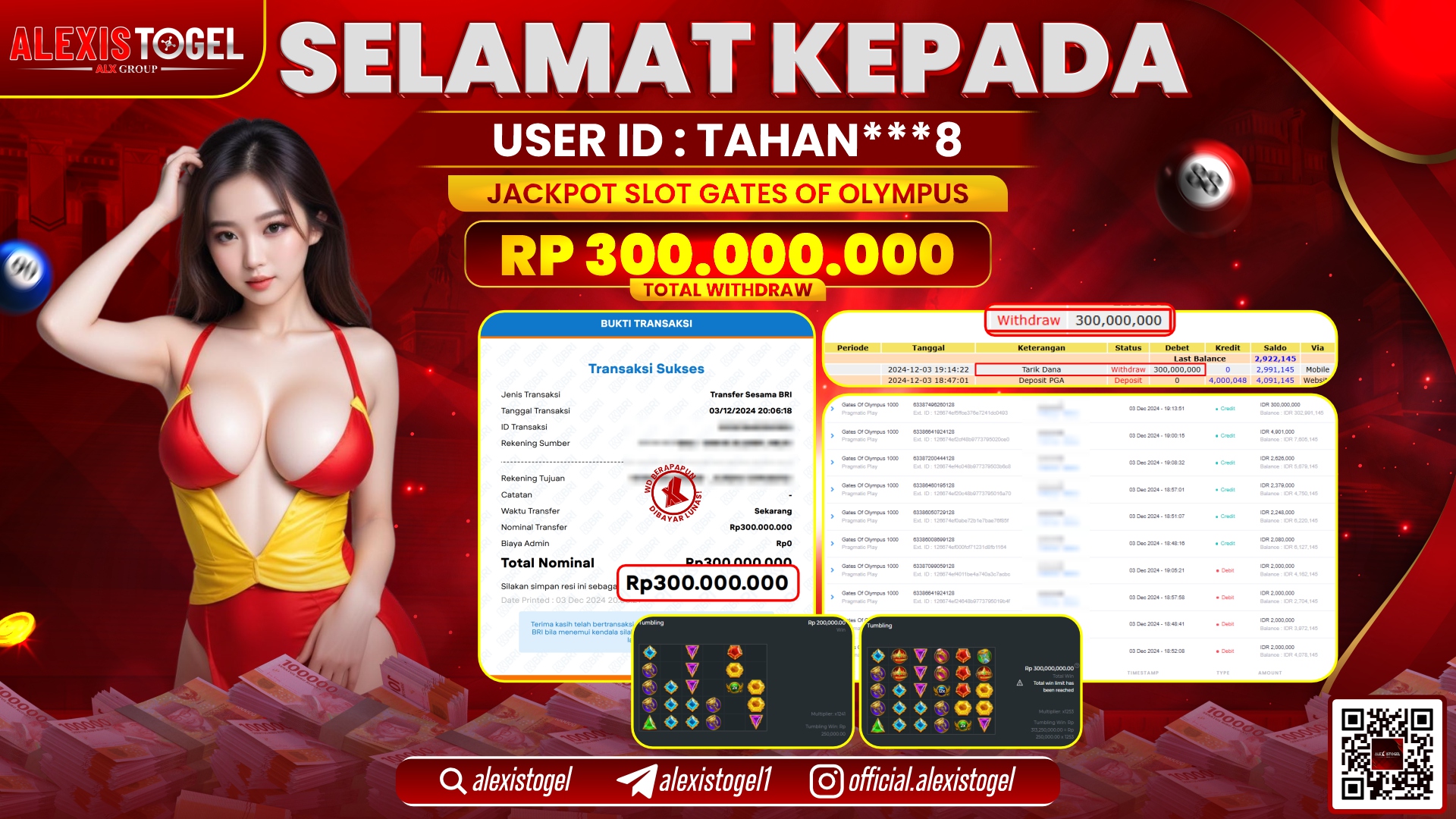 ALEXISTOGEL di SLOT GATES OF OLYMPUS RP.300.000.000 LUNAS