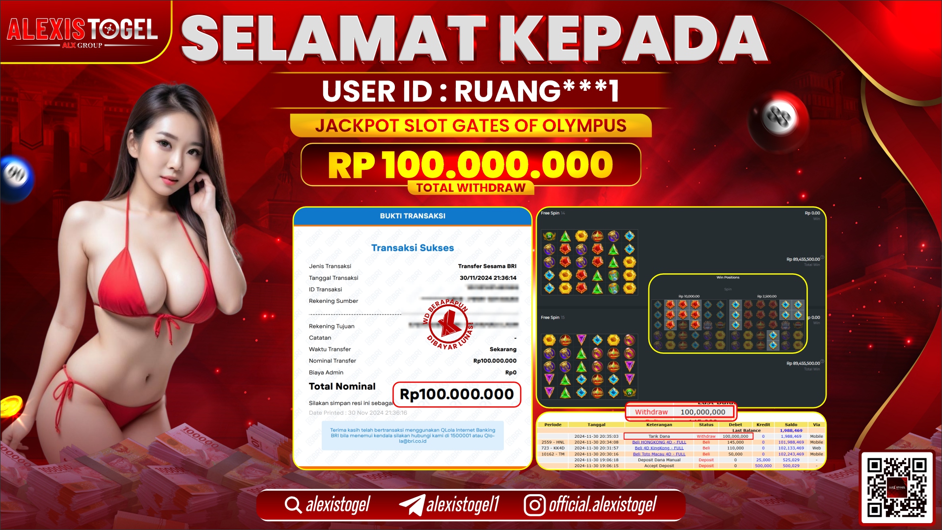 ALEXISTOGEL di SLOT GATES OF OLYMPUS RP.100.000.000 LUNAS