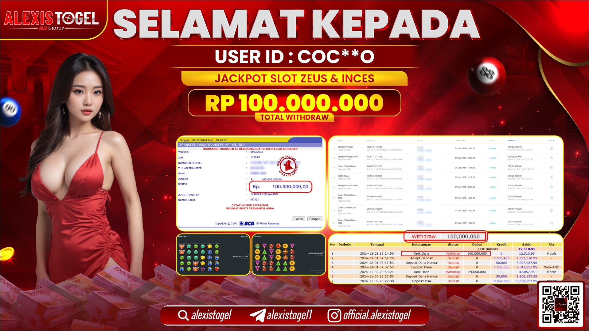 ALEXISTOGEL di SLOT GATES OF OLYMPUS RP.100.000.000 LUNAS