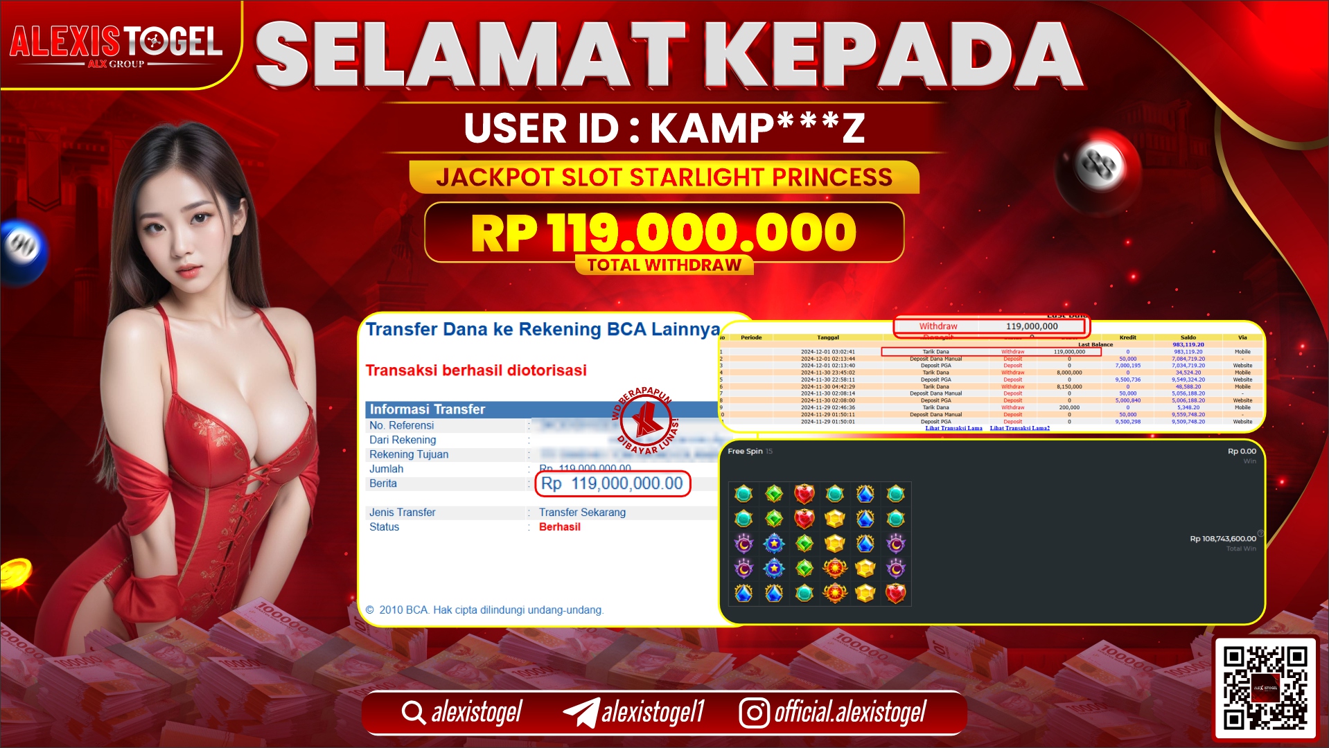 ALEXISTOGEL di SLOT STARLIGHT PRINCESS RP.119.000.000 LUNAS