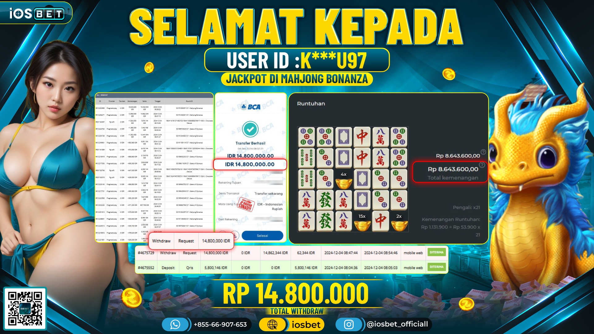 Bukti Pembayaran LUNAS SLOT GAME GACOR Rp.14.800.000