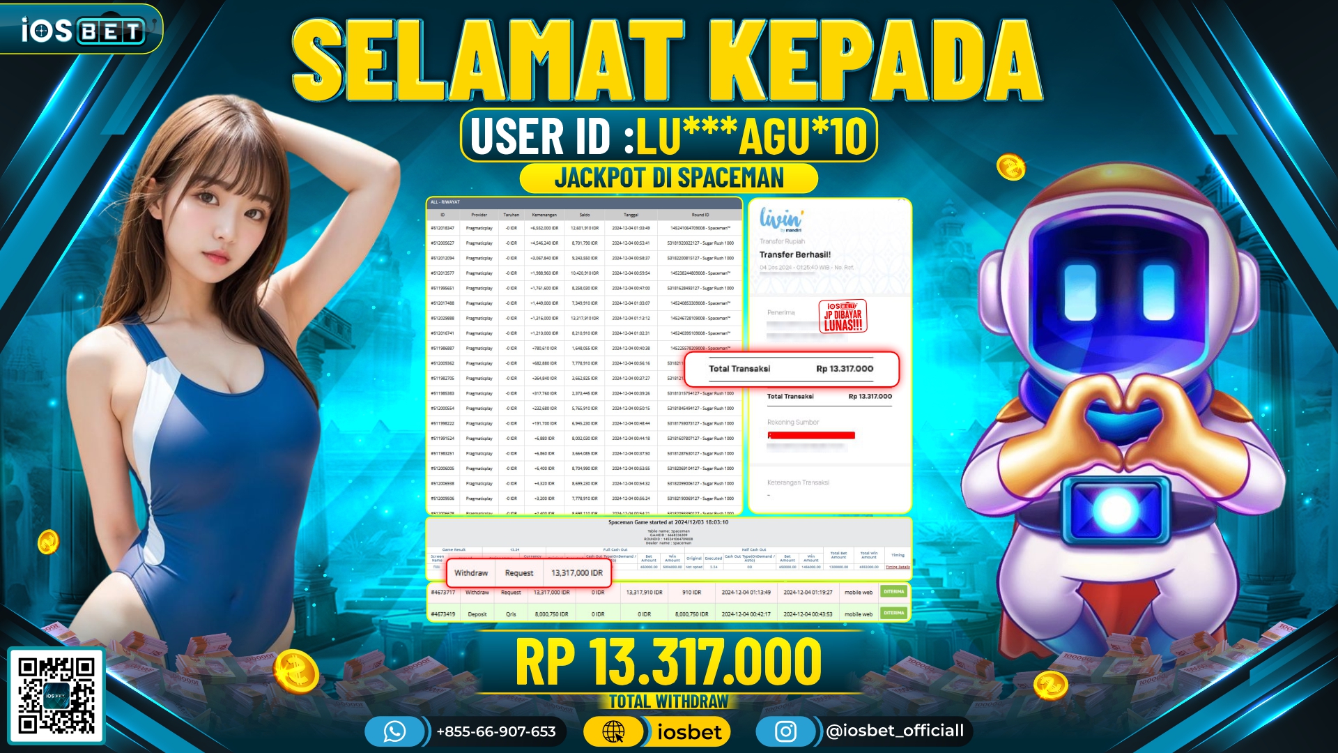 Bukti Pembayaran LUNAS SLOT GAME GACOR Rp.13.317.000