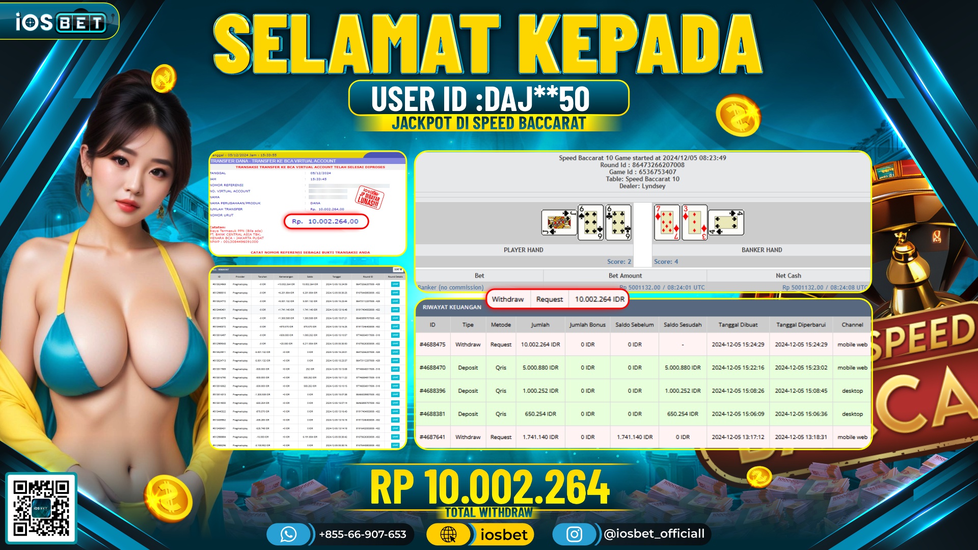 Bukti Pembayaran LUNAS LIVE CASINO Rp.10.002.264