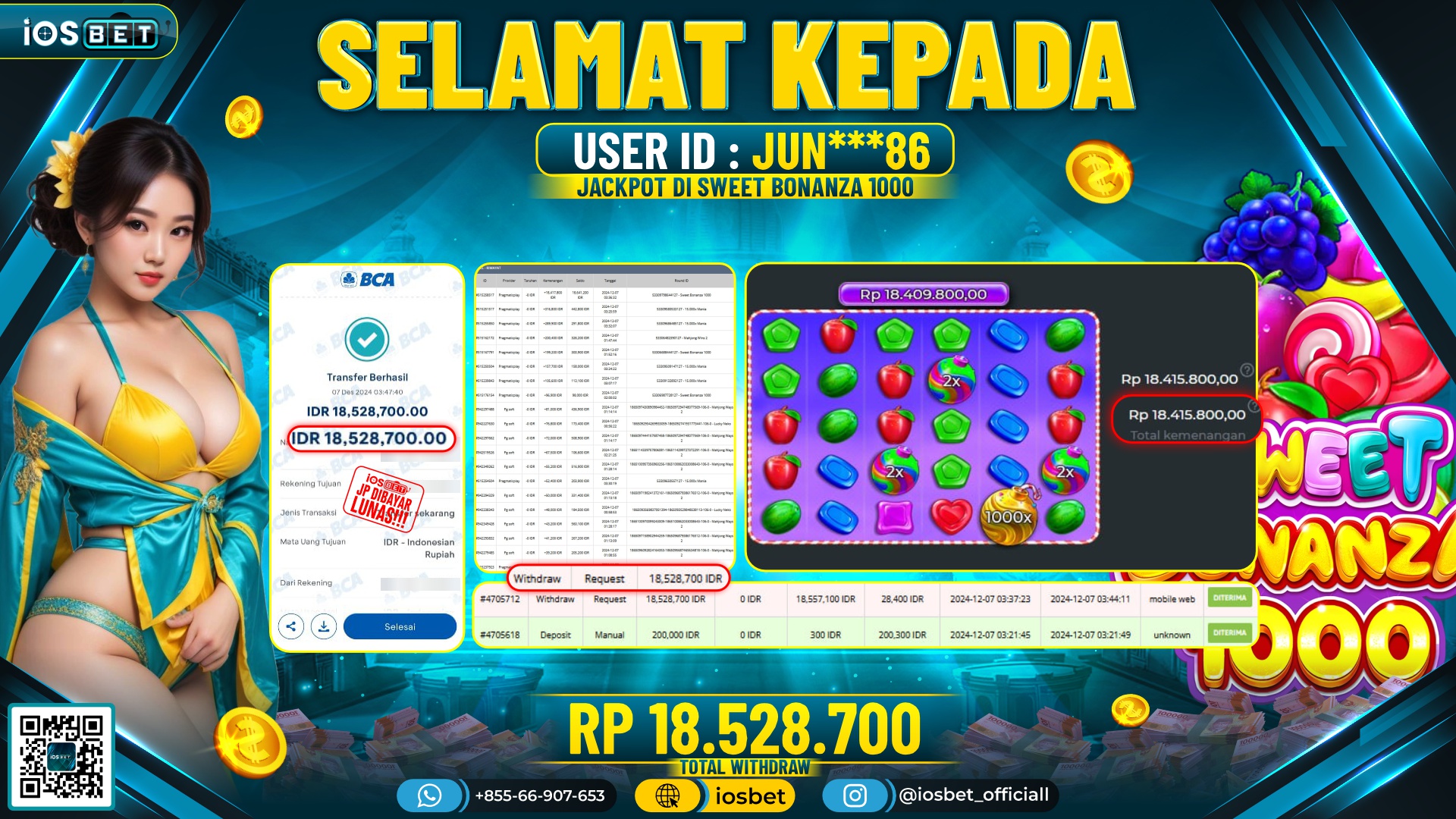 Bukti Pembayaran LUNAS SLOT GAME GACOR Rp.Rp.18.528.700