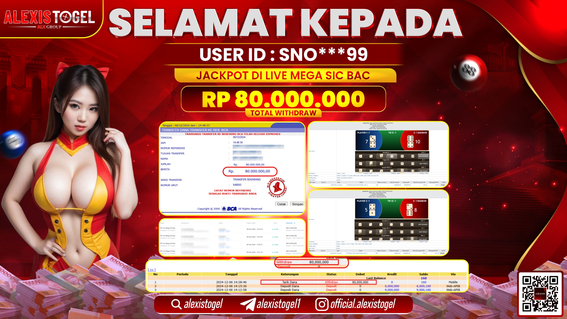 ALEXISTOGEL di CASINO MEGA SIC BAC RP.80.000.000 LUNAS