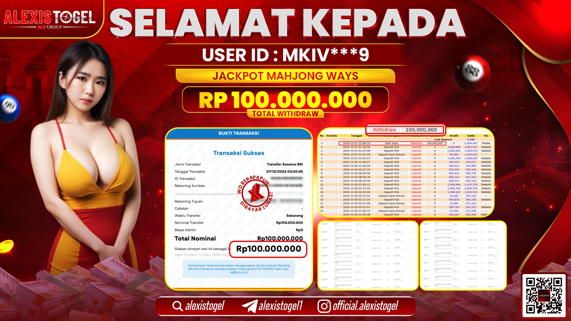 ALEXISTOGEL di SLOT MAHJONG WAYS RP.100.000.000 LUNAS