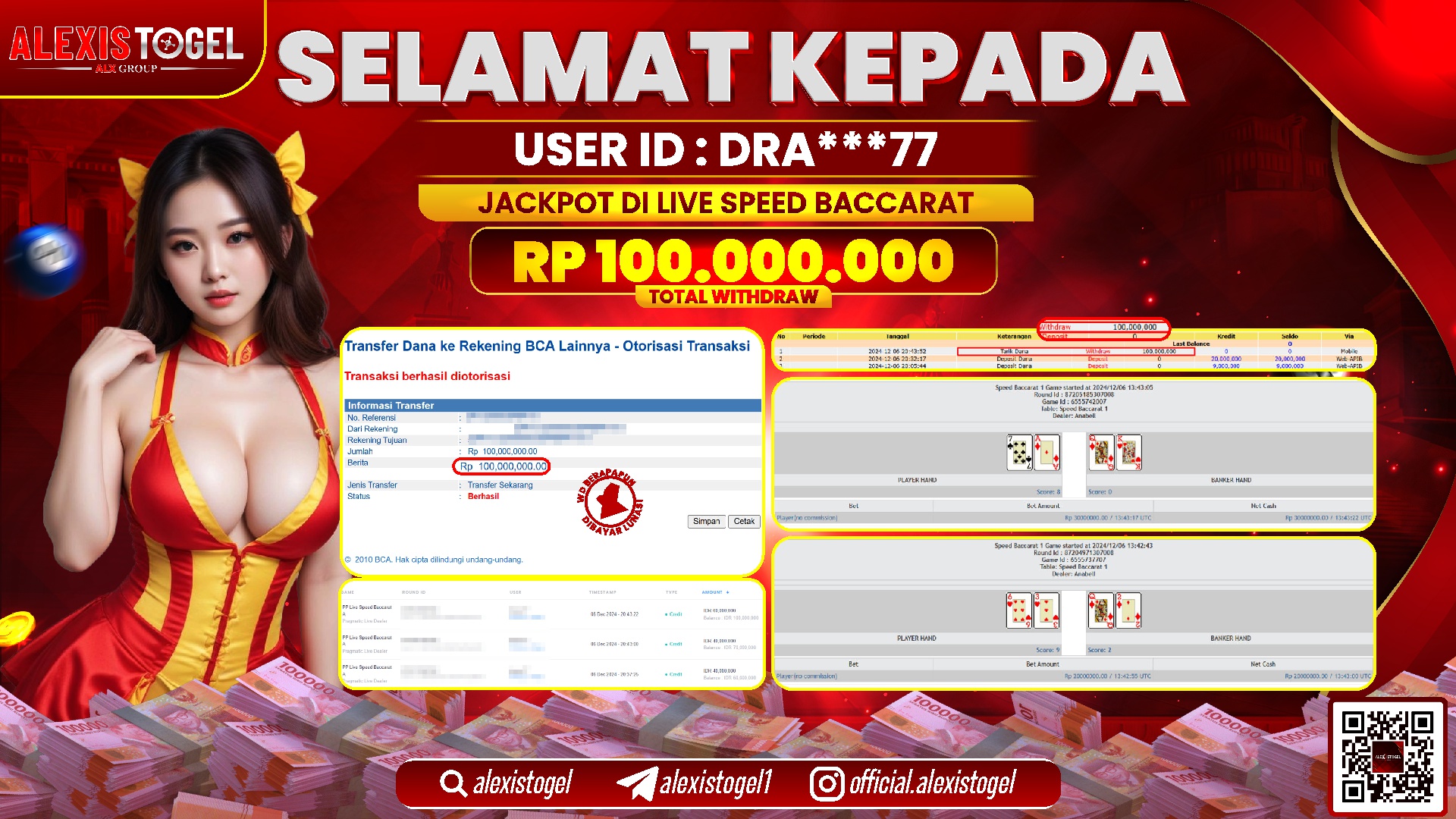 ALEXISTOGEL di CASINO SPEED BACCARAT RP.100.000.000 LUNAS