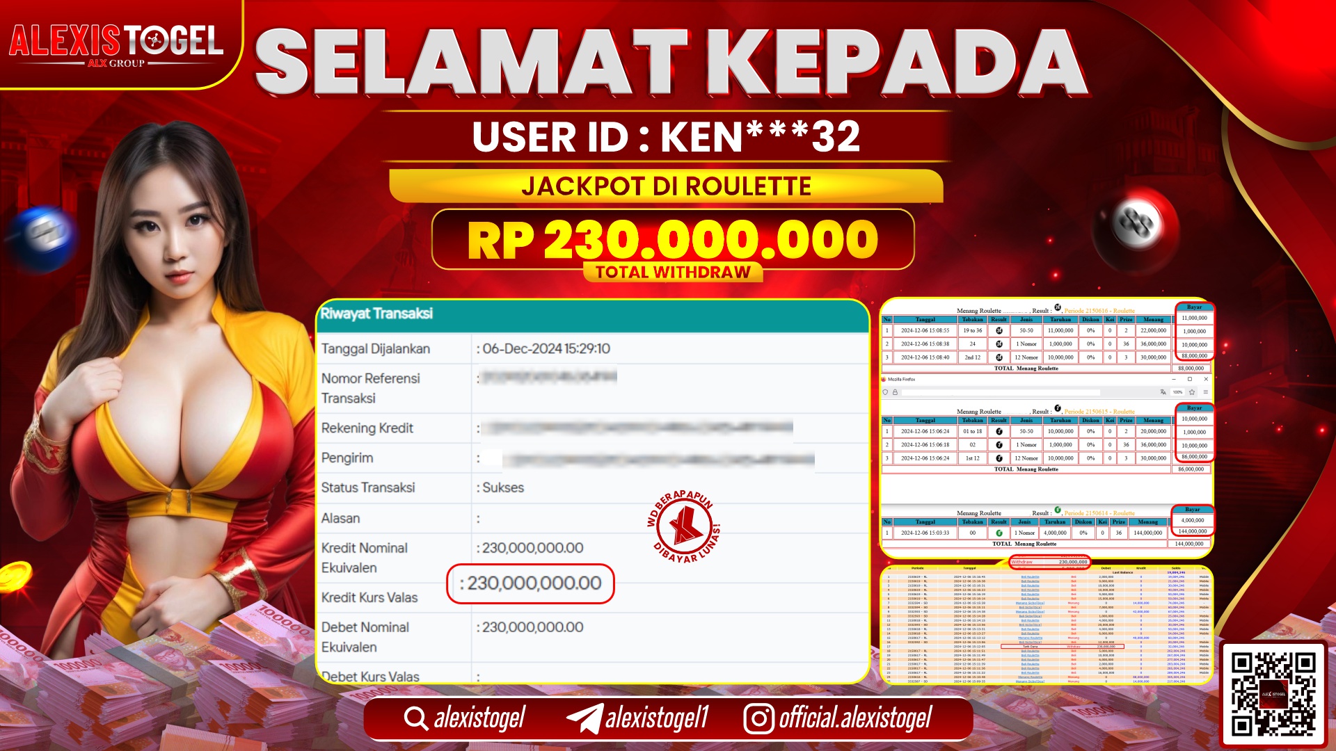 ALEXISTOGEL di CASINO ROULETTE RP.230.000.000 LUNAS