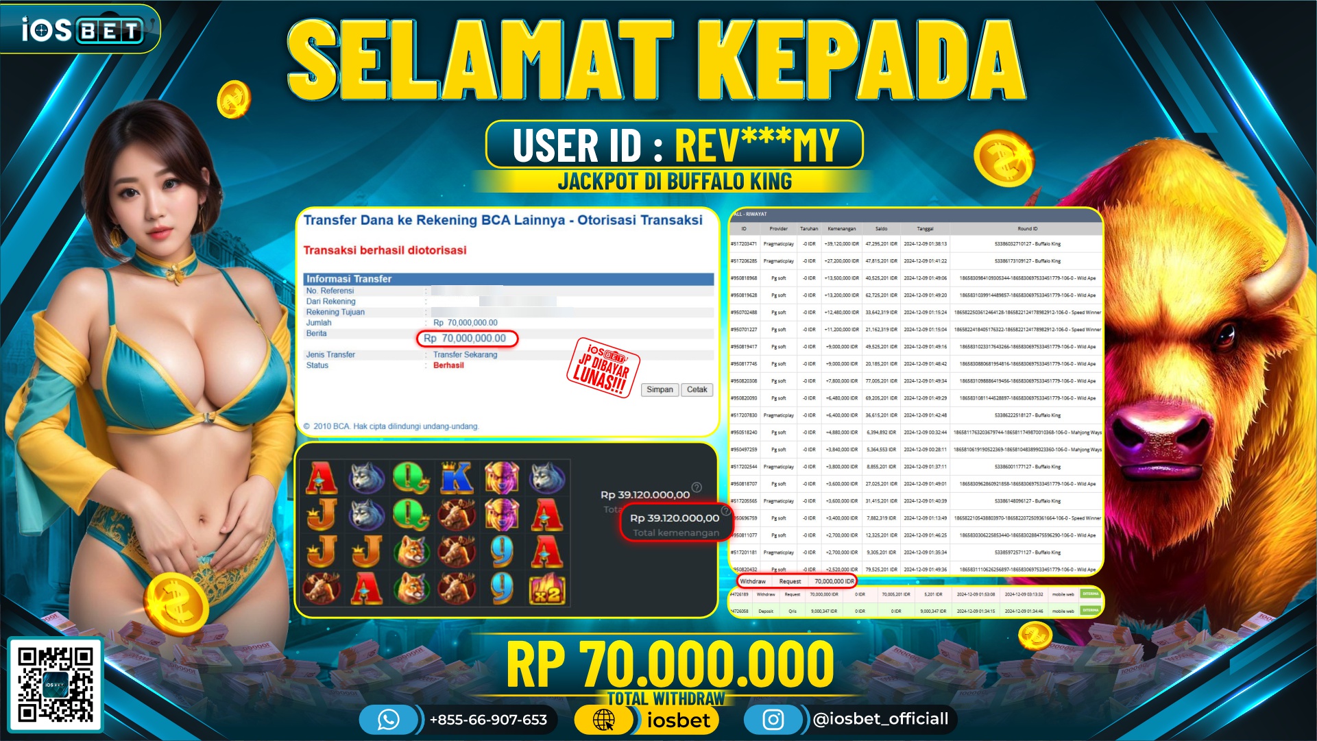 Bukti Pembayaran LUNAS  SLOT GAME GACOR Rp.70.000.000