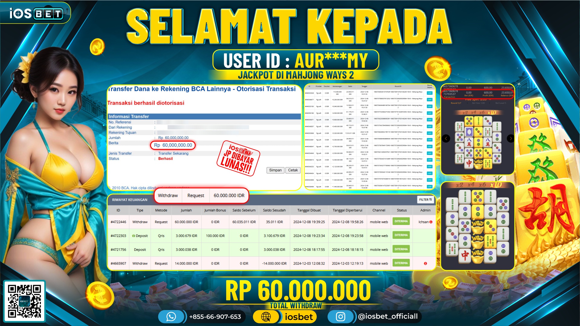 Bukti Pembayaran LUNAS  SLOT GAME GACOR Rp.60.000.000